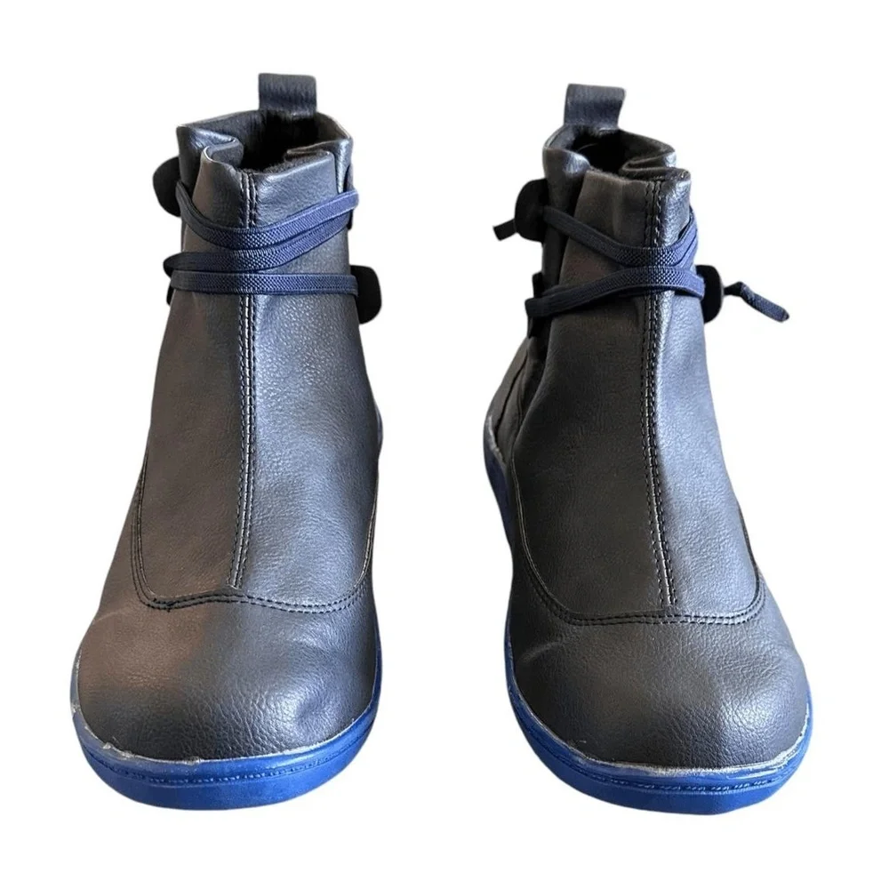 Verugu Women Dark Grey Western Cowboy‎ Low Heel Bootie Ankle Boots Rustic Chic